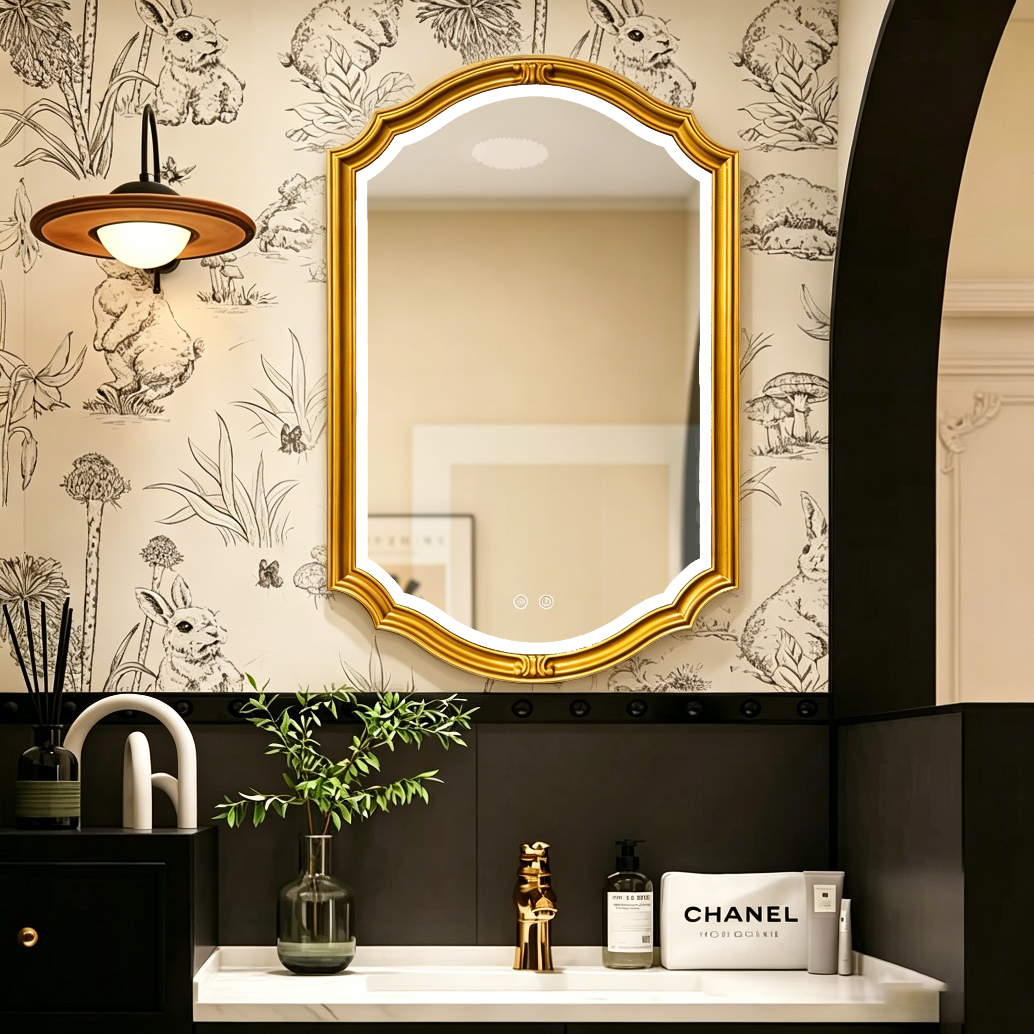 Qilux Wooden frame LED wall-mounted mirror - Image 5